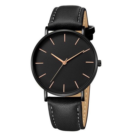 Men's Watch New Fashion Simple Leather Gold Dial